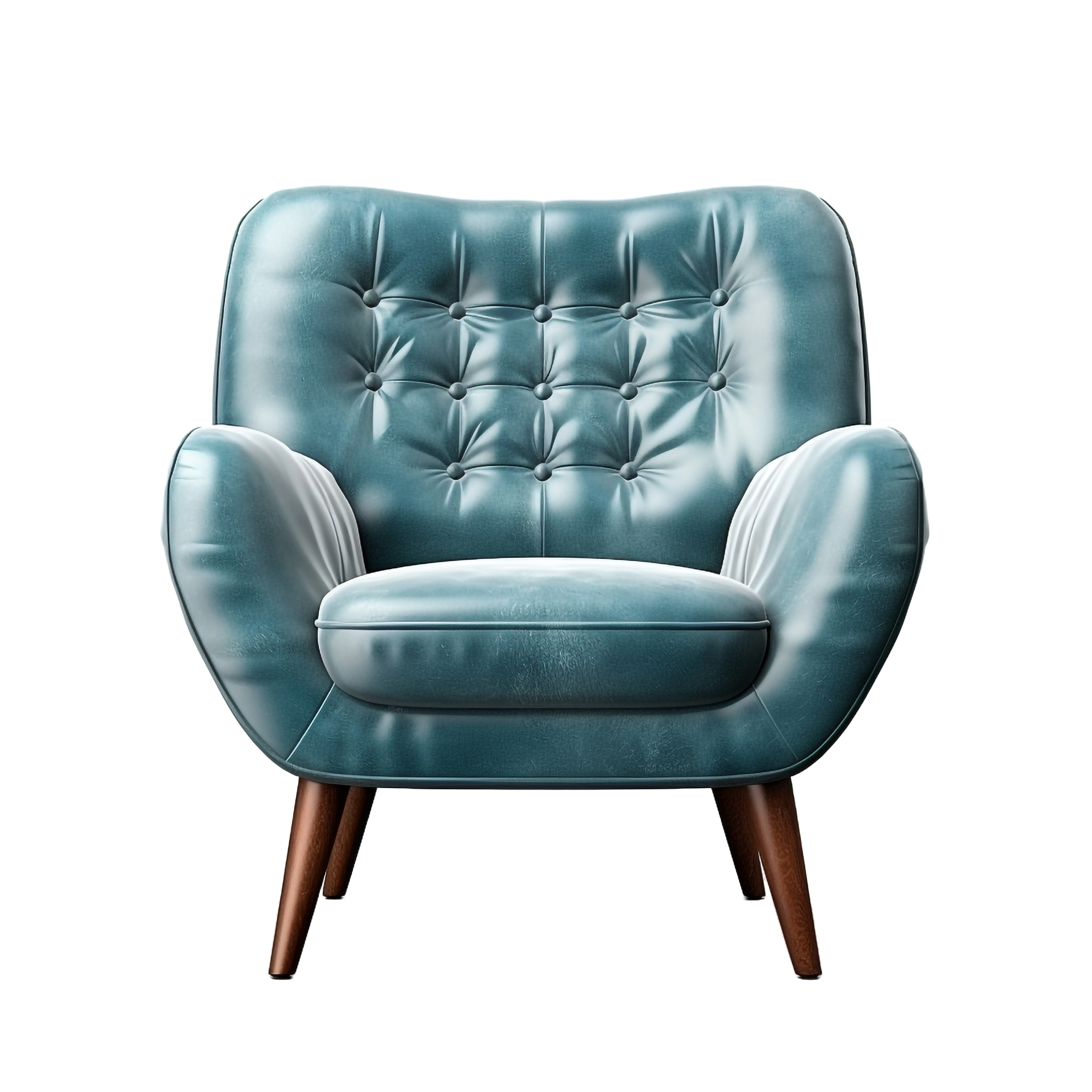 Tufted blue armchair