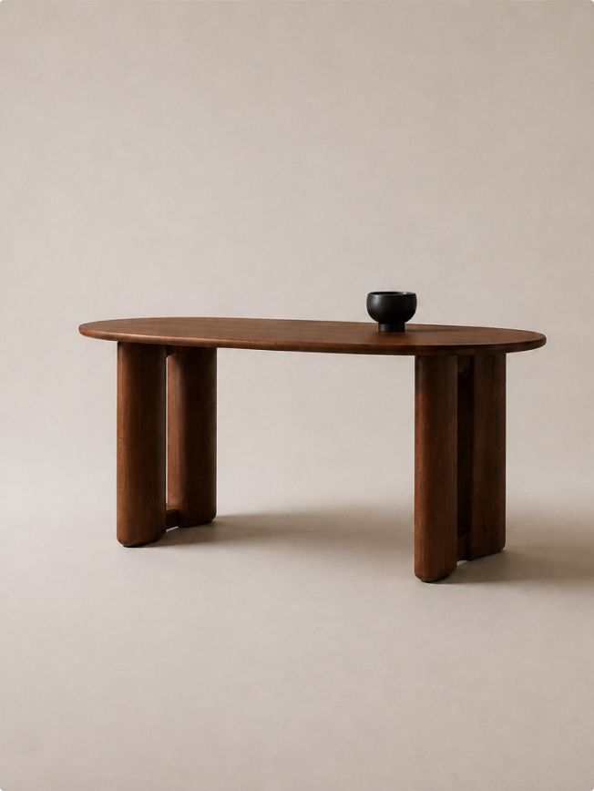 Ansel oval dining table in solid ash