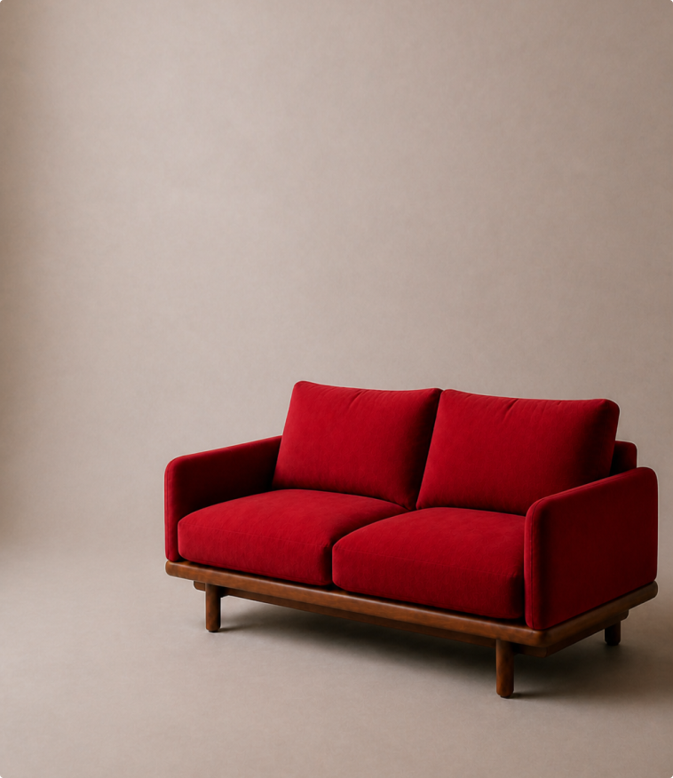 Marlow two-seater sofa upholstered in red wool