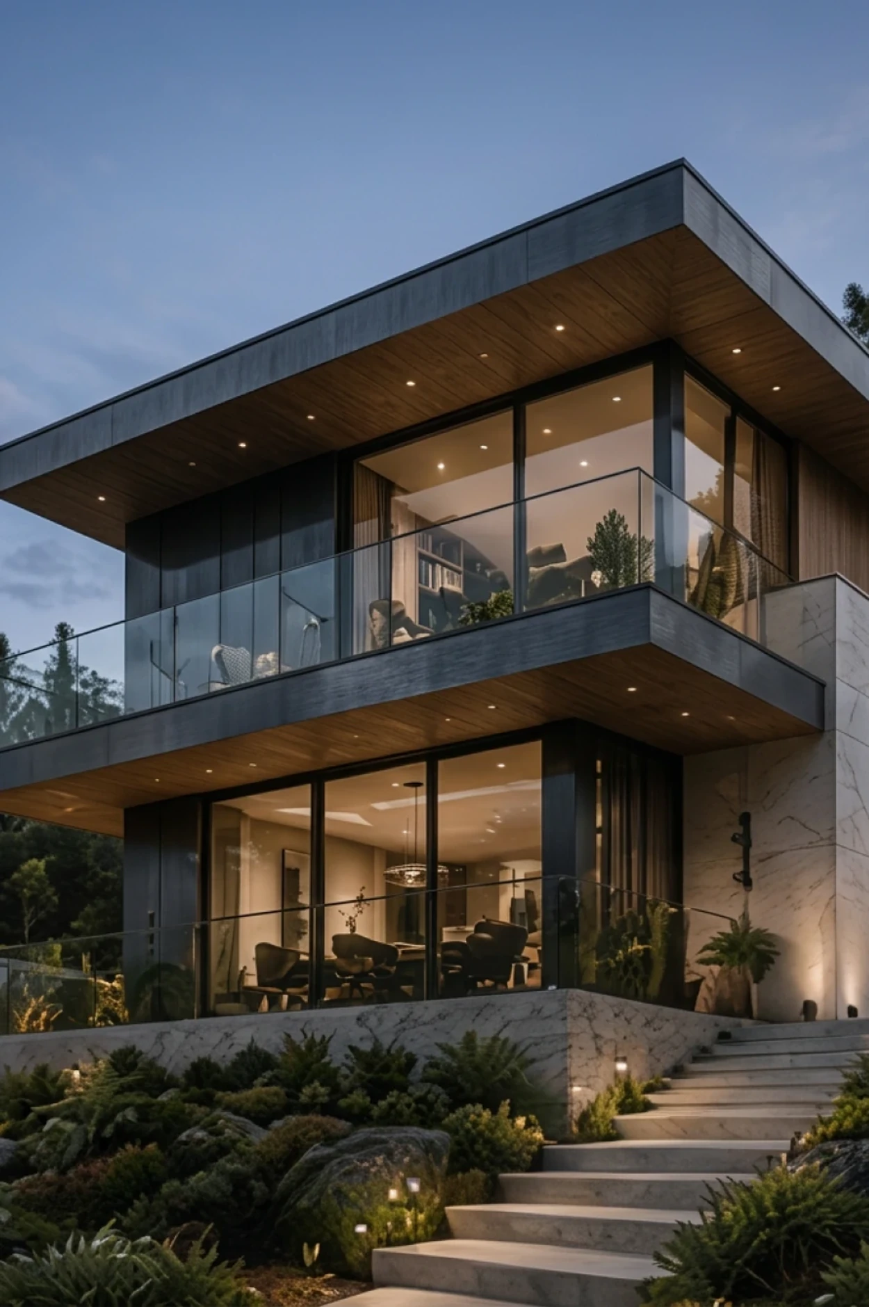 Two-storey residential house with glazed balconies