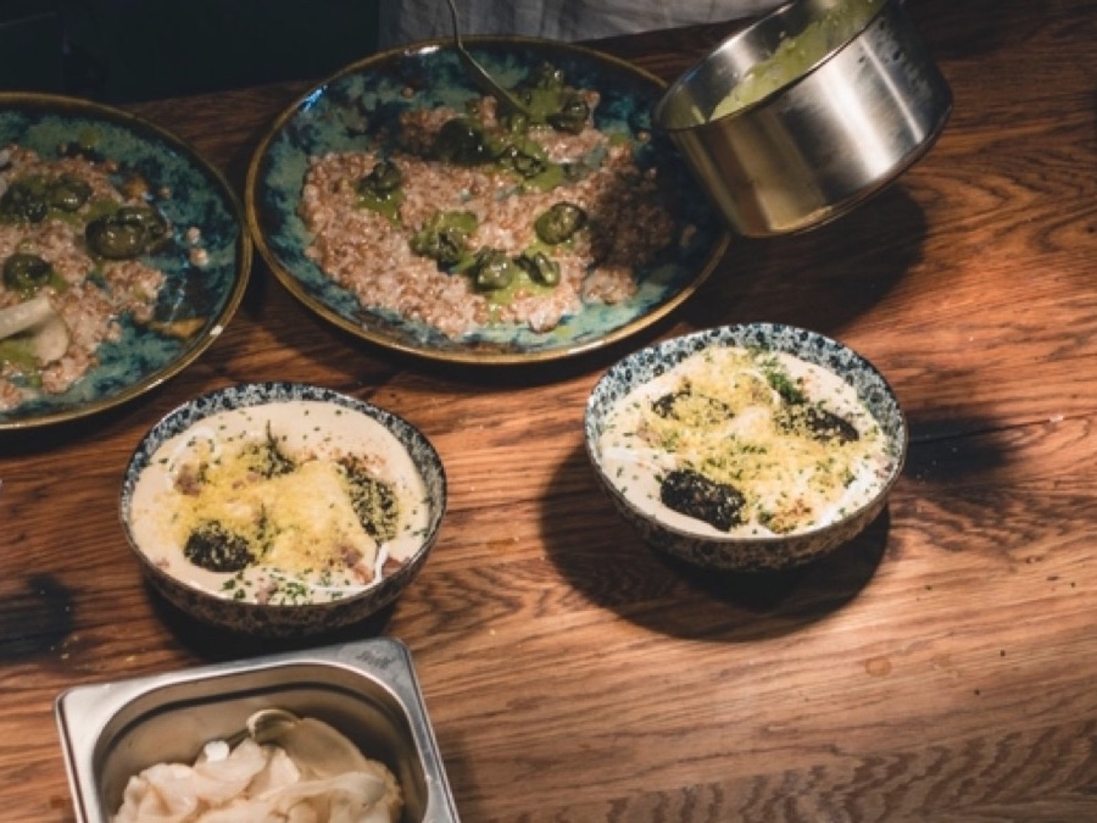 The open kitchen at service