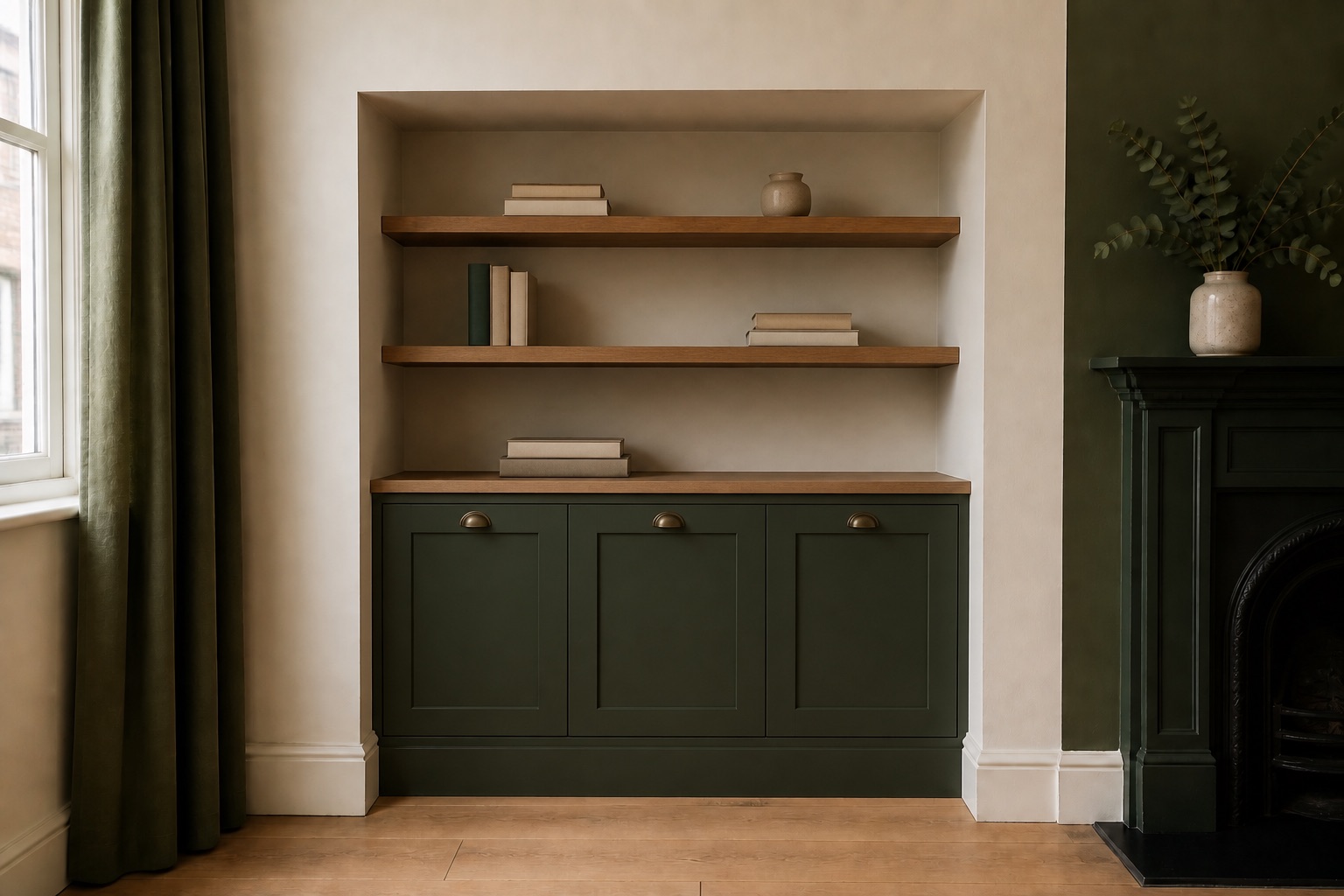 Illustrative fitted alcove joinery